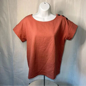 Madewell Ribbed Thick Knit Button Shoulder Pink Top Size Small EUC